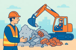 Betoni ja tiili purkukohteessa – hyötykäyttö